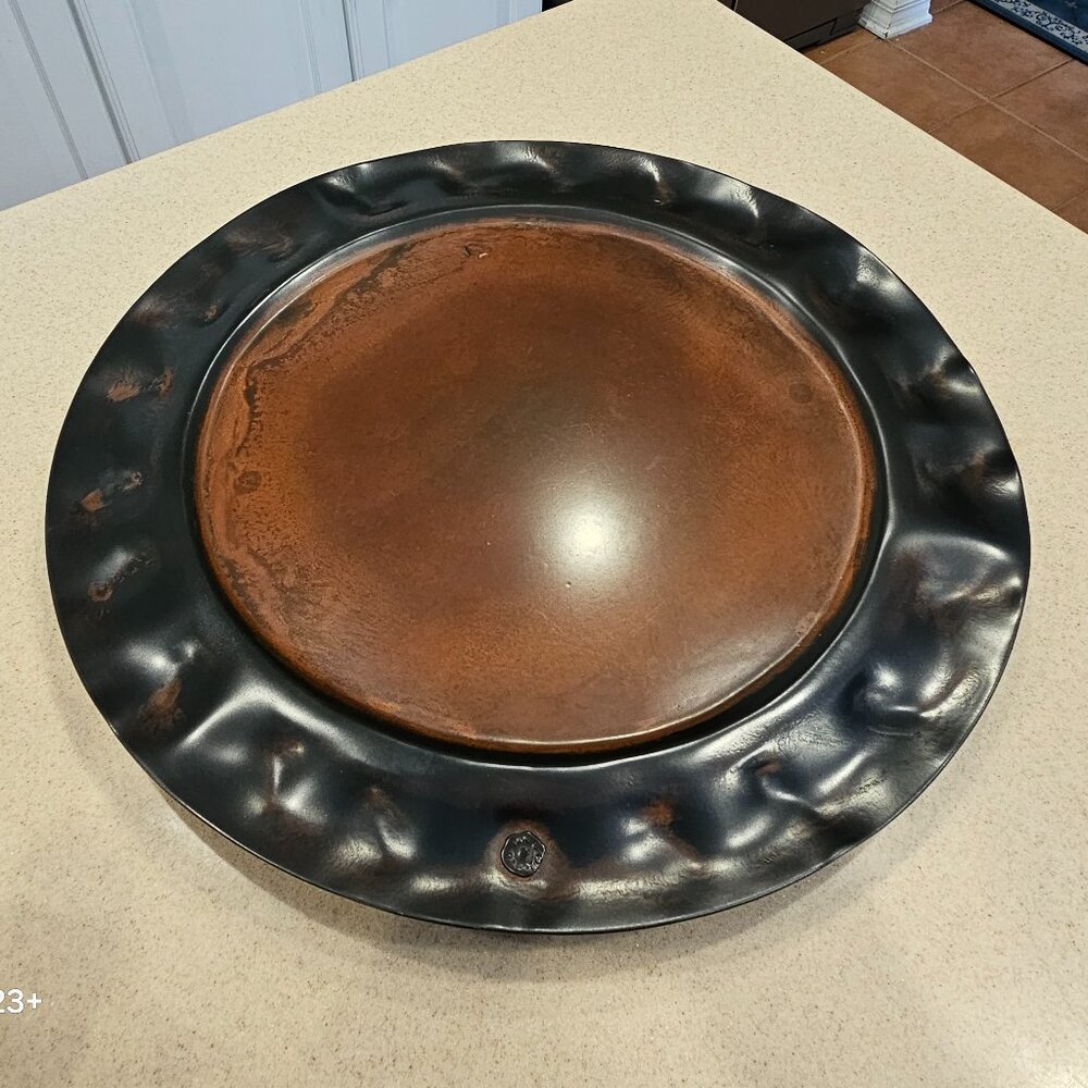 VERY RARE JAN BARBOGLIO HOUSE BLESSING CROSS CLOCHE DOME SERVER TRAY IRON FORGED - Picture 7 of 15